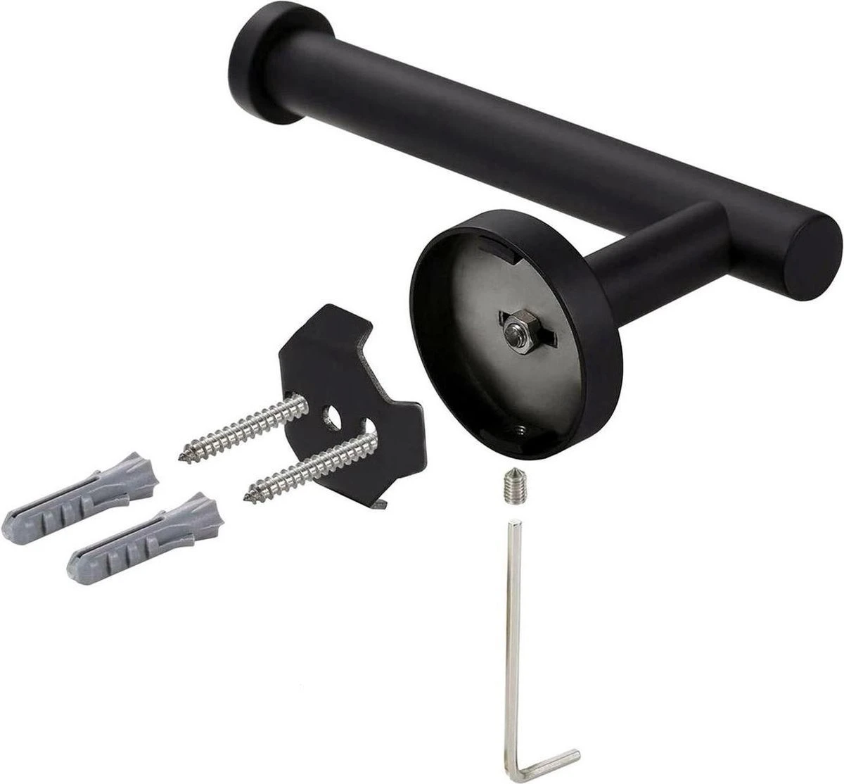 Design Toiletrolhouder - WC Rolhouder - RVS Mat Zwart - Incl. Schroeven 8 Design Toiletrolhouder - WC Rolhouder - RVS Mat Zwart - Incl. Schroeven - Afbeelding 6