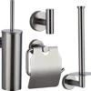 Toiletaccessoireset Gun Metal 4-delig - Luxe Toilet Set - Toiletborstel Met Houder - Toiletrolhouder Met Klep - Reserverolhouder - Handdoekhaak - Gunmetal Badkamer Accessoires