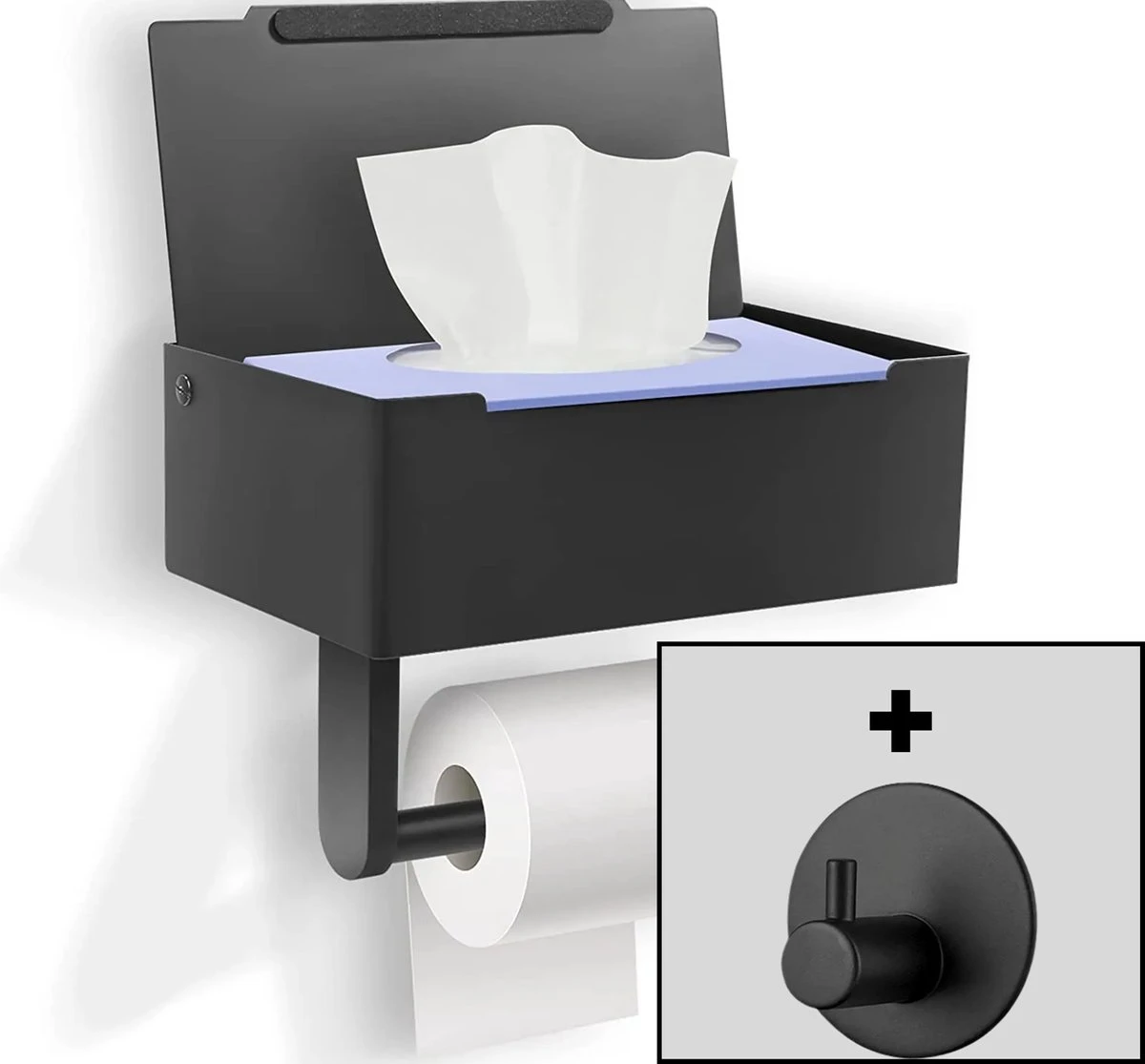 SHATY® WC Rolhouder - Toiletrolhouder - Opbergvak - Bakje - Plankje - Zonder Boren- WC Papier Houder - Toilet Papier Houder - Zwart - Badkameraccessoire - Toiletaccessoire - Inclusief Handoekhaak 3 SHATY® WC Rolhouder - Toiletrolhouder - Opbergvak - Bakje - Plankje - Zonder Boren- WC Papier Houder - Toilet Papier Houder - Zwart - Badkameraccessoire - Toiletaccessoire - Inclusief Handoekhaak