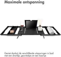 IMoshion Badplank Voor In Bad - Dienblad Inclusief Pootjes - Tablet Houder - Badrek Uitschuifbaar 75 Tot 110 Cm - Zwart -Badkamerartikelen Winkel 1200x1119 3