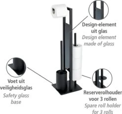 WENKO Toiletbutler Rivalta Zwart - Toiletborstel Met Houder, Toiletrolhouder En Reserverolhouder -Badkamerartikelen Winkel 1200x1124 4