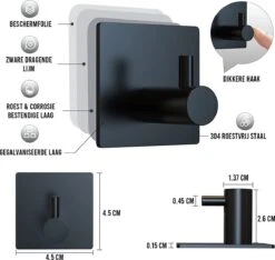 4x Zelfklevende Handdoekhaakjes Haakjes Ophanghaakjes Haken Zwart -Badkamerartikelen Winkel 1200x1136 1