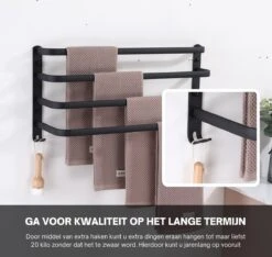 Merkloos Handdoekrek 4-armig | Handdoekrek Badkamer | Handdoekrek Zwart | Handdoekstang | Handdoekhouder | Handdoekenrek | Badkamer Accessoires Zwart | Inclusief Montage | Matte Zwart Collection 2022 -Badkamerartikelen Winkel 1200x1136 2