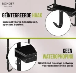 Bonoff Doucherek Zwart – 2 Laags - Doucherek Zonder Boren - Zwart – Doucherek Hangend - Badkamerrek –RVS – Badkamer Accessoires – Stijlvol -Badkamerartikelen Winkel 1200x1140 9