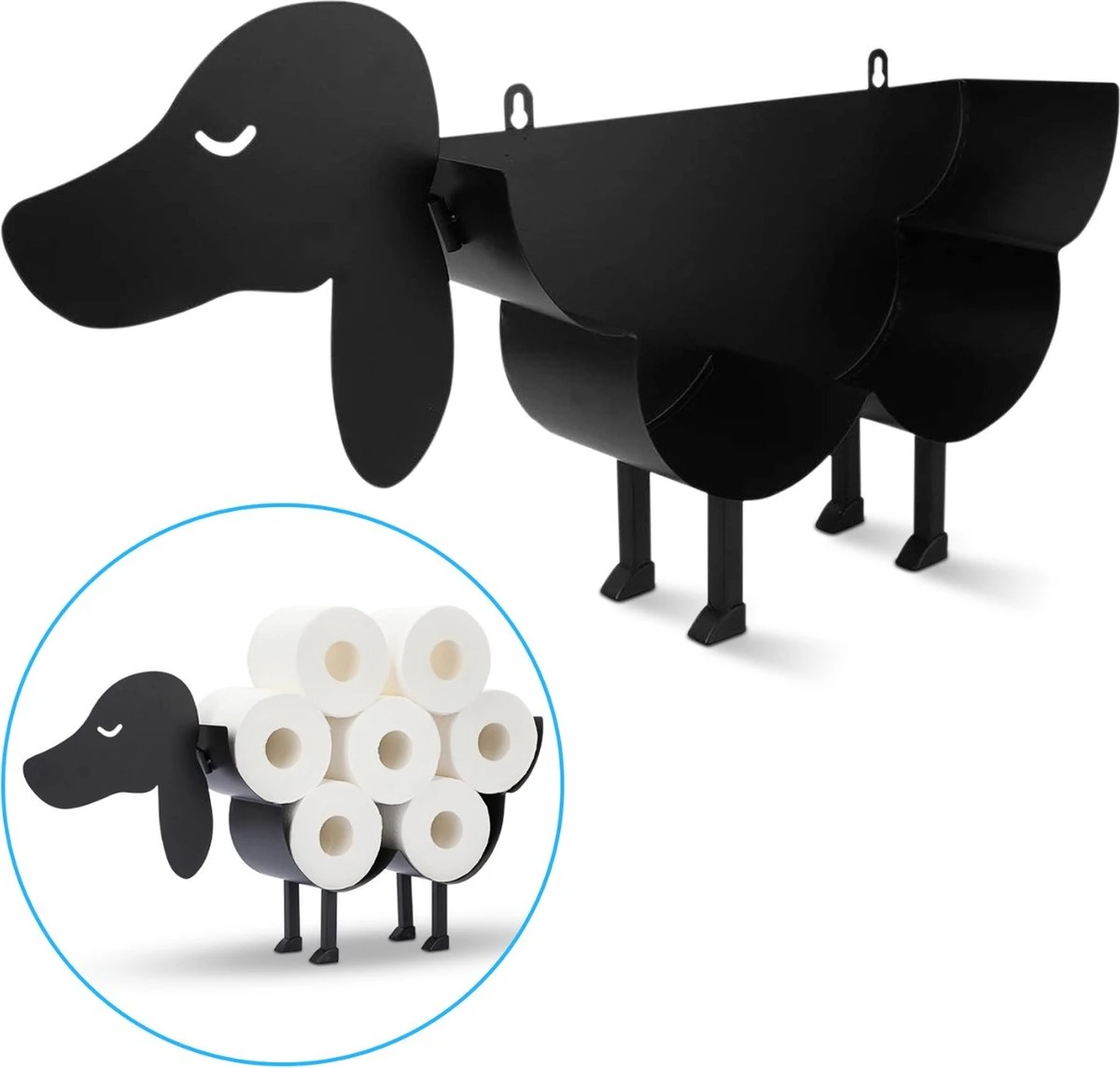 Sanics Reserverolhouder Vrijstaand - Hangend - Wandhouder - Hond - Zwart - Dier 3 Sanics Reserverolhouder Vrijstaand - Hangend - Wandhouder - Hond - Zwart - Dier