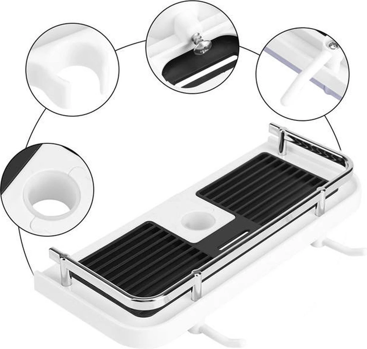 Merkloos Doucherek Zonder Boren –Douchemand- Badkamerrek-Doucheplank- Badkamer Organiser- Doucherek Hangend-Doucherek Zwart – Doucherek Hangend – Badkamer Organizer – Douche Organizer - Doucherekje - Doucherekje Zonder Boren-Zilver-Zwart-Wit 11 Merkloos Doucherek Zonder Boren –Douchemand- Badkamerrek-Doucheplank- Badkamer Organiser- Doucherek Hangend-Doucherek Zwart – Doucherek Hangend – Badkamer Organizer – Douche Organizer - Doucherekje - Doucherekje Zonder Boren-Zilver-Zwart-Wit - Afbeelding 9