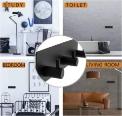 Schäfer & Koch - Handdoekhaakjes - Zelfklevende Haakjes - 2 In 1 - RVS - Mat Zwart -Badkamerartikelen Winkel 1200x1146 3