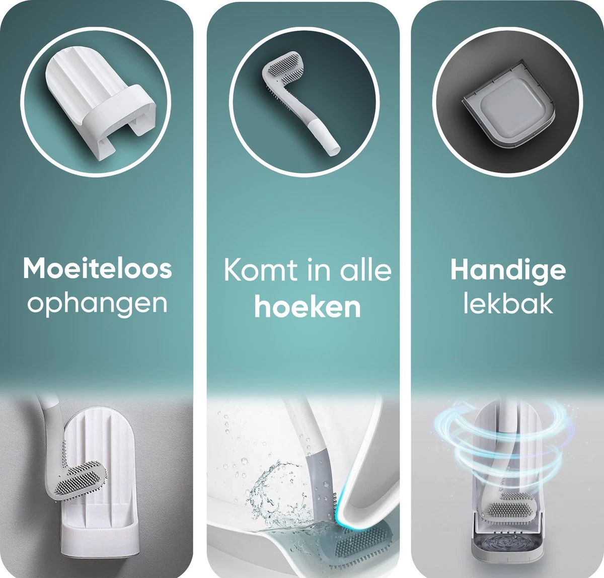 Bradey Toiletborstel Siliconen - WC Borstel Met Houder - Optimale Hygiëne - Golfclub-vorm - Komt In Alle Hoeken 8 Bradey Toiletborstel Siliconen - WC Borstel Met Houder - Optimale Hygiëne - Golfclub-vorm - Komt In Alle Hoeken - Afbeelding 6