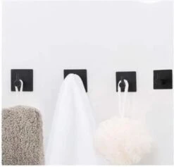 Merkloos Handdoekhaak Set Van 4 Stuks Zonder Boren RVS Zwart Vierkant Zelfklevend Badjas Theedoek Hanger Keuken Badkamer Handdoek Haakjes -Badkamerartikelen Winkel 1200x1149 3