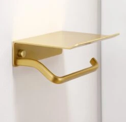 Lopoleis WC Rolhouder RVS – Goud – Toiletrolhouder – Zelfklevend – WC-Rolhouder Zonder Boren – Toiletrolhouder Met Plankje – WC Rolhouder Goud – Badkamer Accessoires -Badkamerartikelen Winkel 1200x1156