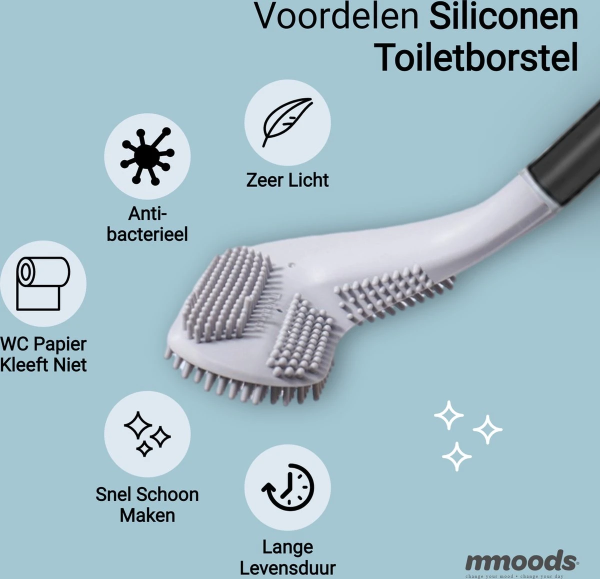 Mmoods Siliconen Golf Toiletborstel – WC Borstel Met Houder – Flexibele Siliconen WC Borstel – Antibacterieel – Hygiënisch – Zwart 5 Mmoods Siliconen Golf Toiletborstel – WC Borstel Met Houder – Flexibele Siliconen WC Borstel – Antibacterieel – Hygiënisch – Zwart - Afbeelding 3