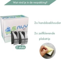 RVS Handdoekhouder 2 Stuks - Zelfklevend - Design Handdoek / Theedoek Klem - Handdoek Klem - Handdoek Haak -Badkamerartikelen Winkel 1200x1161 2