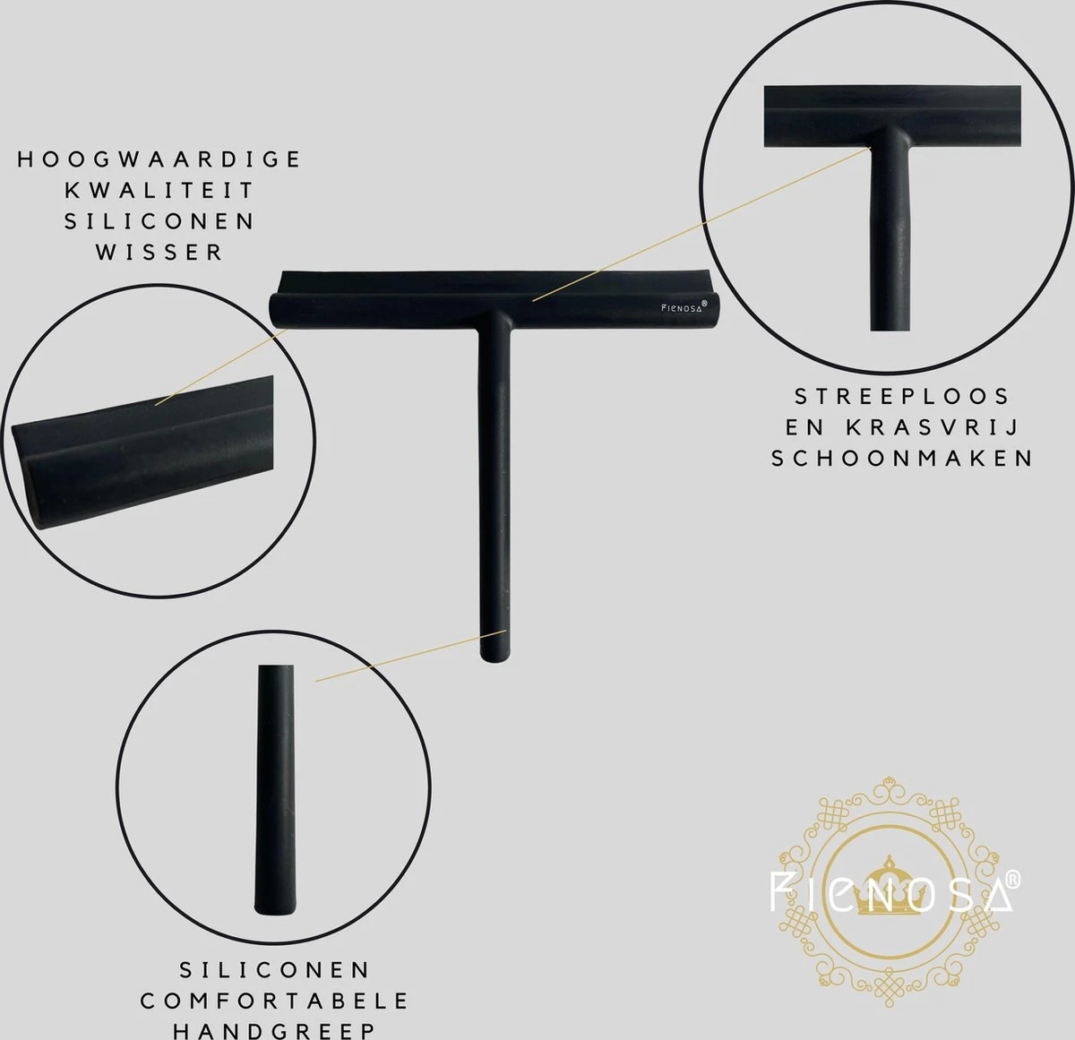 Fienosa Douchewisser Anti Kras Siliconen - Zachte Glashaak - Zwart 5 Fienosa Douchewisser Anti Kras Siliconen - Zachte Glashaak - Zwart - Afbeelding 3