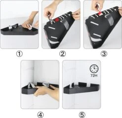 Cgoods Doucherek 2 Laags - Doucherek Zonder Boren - Doucherekje - Douchemandje - Badkamerrek - Badkamer Accessoires - Zwart -Badkamerartikelen Winkel 1200x1161 5