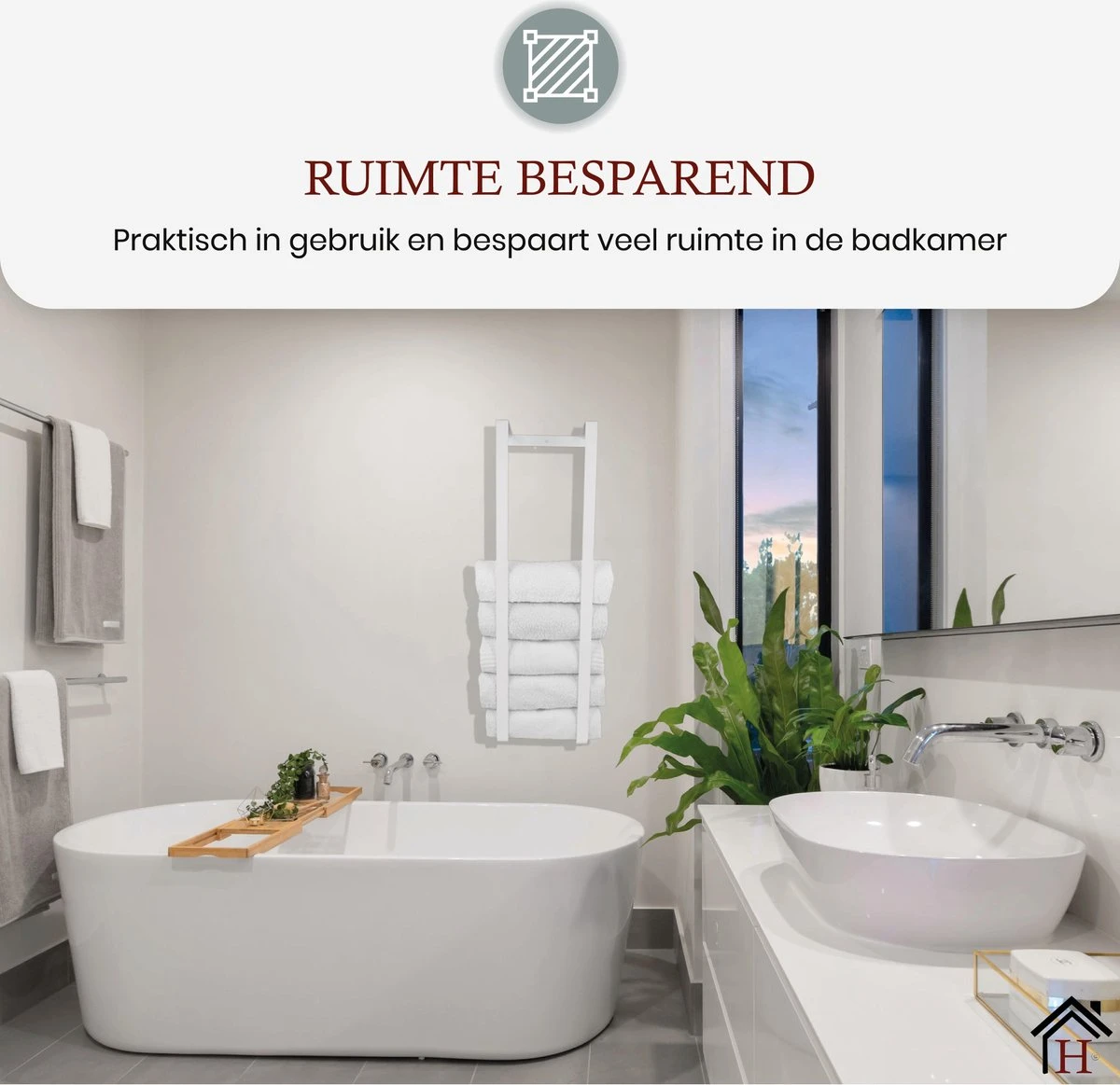 Homestic© Handdoekrek Zonder Boren - Antioch Stalen Handdoekhouder Voor In De Badkamer/Keuken/Camper/Tuin - 70x20x13 - Wit 4 Homestic© Handdoekrek Zonder Boren - Antioch Stalen Handdoekhouder Voor In De Badkamer/Keuken/Camper/Tuin - 70x20x13 - Wit - Afbeelding 3