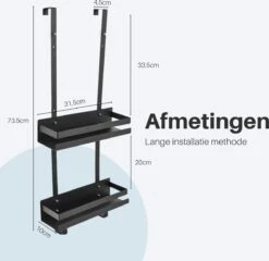Doucherek Hangend - Ophangbaar Doucherek Matzwart - Twee Lagen - Badkamerrek - Doucherek Zonder Boren - 2 Laags - Badkamer Accessoires -Badkamerartikelen Winkel 1200x1165 6