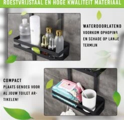 Doucherek Zonder Boren – Doucherek Zwart – Doucherek Hangend – Badkamer Organizer – Douche Organizer - Doucherekje - Doucherekje Zonder Boren -Badkamerartikelen Winkel 1200x1165 7