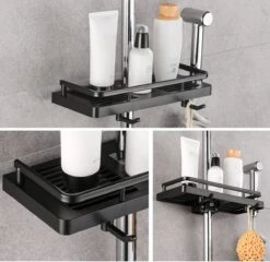 Merkloos Doucherek Zonder Boren Voor Douchestang Van 22 Tot 24 Mm – Doucherek Zwart – Doucherek Hangend – Badkamer Organizer – Douche Organizer - Doucherekje - Doucherekje Zonder Boren - Shampo Organizer -Badkamerartikelen Winkel 1200x1168 6