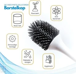 MyLife WC Borstel Met Houder - Toiletborstel - Staand Of Hangend - Extra Hygiënisch - Inclusief Muurklever - Ventilatieroosters - Nieuw Design -Badkamerartikelen Winkel 1200x1170 3