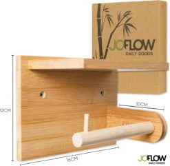 JoFlow® Toiletrolhouder Met Plankje | Wc Rolhouder Staand | Bamboe Badkamer Accessoires | Montage Met Schroeven En/of 3M Plakstrips -Badkamerartikelen Winkel 1200x1173