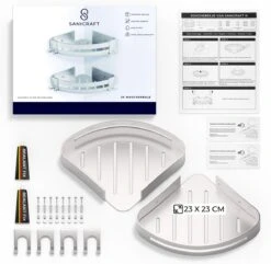 Sanicraft® Doucherekje - Doucherekje Zonder Boren - Geschikt Voor Elk Type Muur - Doucherekje Hangend - Doucheplank - Doucherekje Hoek - Doucherekje Zilver -Badkamerartikelen Winkel 1200x1173 5