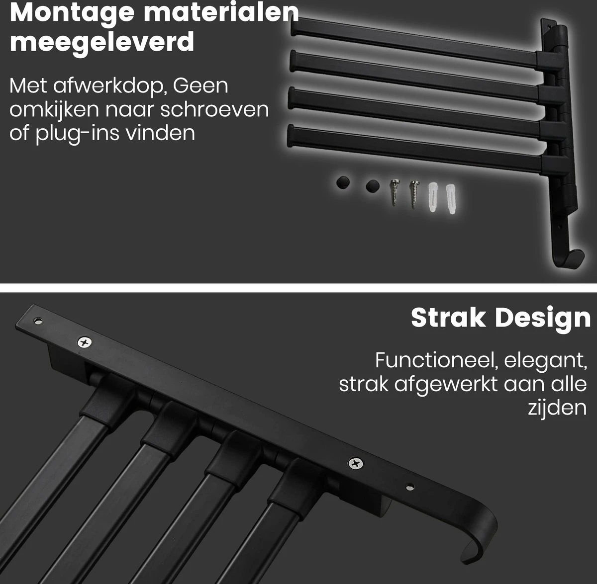 Tolussa Handdoekrek Badkamer Zwart - 30 CM - Handdoekhouder Zwart - Handdoekenrek Badkamer - Draaibaar 15 Tolussa Handdoekrek Badkamer Zwart - 30 CM - Handdoekhouder Zwart - Handdoekenrek Badkamer - Draaibaar - Afbeelding 13