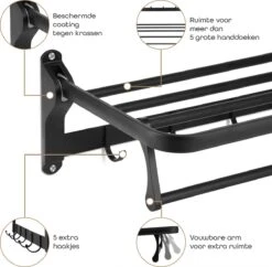 Baulk® - Droogrek – Handdoekrek – Droogrek Hangend – Inklapbaar - Badkamer – RVS – Zwart – Modern – Dutch Design -Badkamerartikelen Winkel 1200x1178