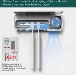 UV-Brush | Tandenborstelhouder Antibacterieel | Steriliserend UV Licht | Hangend | Zwart | Badkamer | Nieuw Model Met Ventilator -Badkamerartikelen Winkel 1200x1180 3