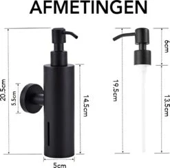 VDN Stainless Zeeppompje - Zeepdispenser Wandmontage - Zwart - Hangend - RVS -Badkamerartikelen Winkel 1200x1182 11