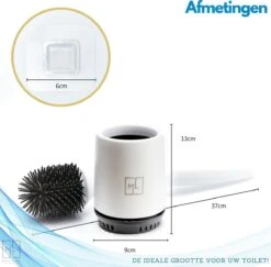 MyLife WC Borstel Met Houder - Toiletborstel - Staand Of Hangend - Extra Hygiënisch - Inclusief Muurklever - Ventilatieroosters - Nieuw Design -Badkamerartikelen Winkel 1200x1182 7