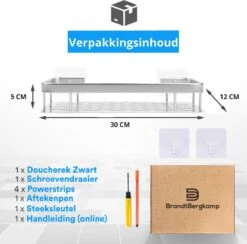 BrandtBergkamp RVS Doucherek 3 Laags – Zonder Boren – Doucherek Hangend – Badkamerrek Zilver -Badkamerartikelen Winkel 1200x1186 5