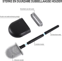 WC Borstel – Siliconen – Zwart – WC Borstel Met Houder – Vrijstaand – Hangend – WC Borstel En Houder – WC Borstel Zwart -Badkamerartikelen Winkel 1200x1187 3
