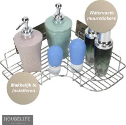 Doucherek Zonder Boren - RVS - Zelfklevend Doucherekje - Hangend – Hoek – Inclusief 2 Muurstickers -Badkamerartikelen Winkel 1200x1187 4