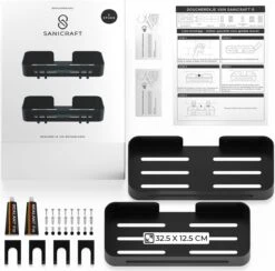 Doucherekje Van Sanicraft® - Doucherekje Zonder Boren - Geschikt Voor Elk Type Muur - Hangend - Roestvrij - 2 Stuks - Zwart -Badkamerartikelen Winkel 1200x1187 5