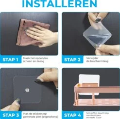 BrandtBergkamp RVS Doucherek 2 Laags – Zonder Boren – Doucherekje Hangend – Badkamerrek Zilver -Badkamerartikelen Winkel 1200x1194 7