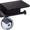 Sanics WC Rolhouder Zwart – Toiletrolhouder Zonder Boren – Met Plankje - Zelfklevend - RVS -Badkamerartikelen Winkel 1200x1196 1