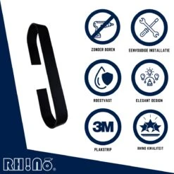 Rh!no Handdoekrek 25 Cm Zonder Boren | Handdoekhouder | Handdoekrek Zwart | Vaatdoekhouder | Handdoek Stang | Zelfklevend | Ophangen Zonder Boren | Doucherek | Handdoekrek Badkamer | Gastendoekhouder | Handdoekhouders | Badkameraccesoires -Badkamerartikelen Winkel 1200x1197 14