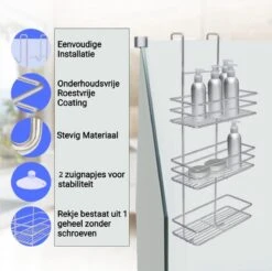 Ball Design Chroom Doucherek-3 Laags-hangend-Doucherek Zonder Boren -Badkamerartikelen Winkel 1200x1197 18