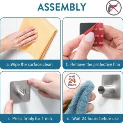 Tatkraft George Heavy Duty Zelfklevende Wandhaakjes - RVS Handdoekhouder Haak - Muur Ophang Zelfklevend Muurhaak Ophanghaakjes - Handdoekklem Keuken Ophanghaak Zonder Boren - Wand Theedoek / Handdoek Houder - Universeel Gebruik - Set Van 4 Stuks -Badkamerartikelen Winkel 1200x1198 13