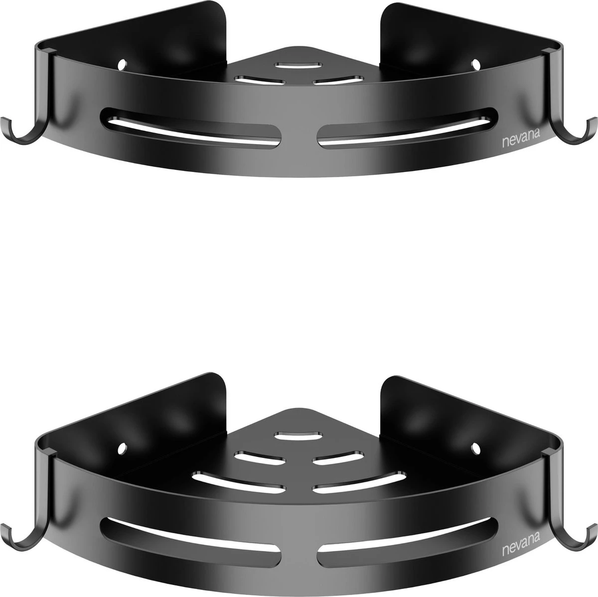 Doucherek 2 Stuks - Douchemand - Hangend Hoek - Telescopisch - Zonder Boren - Zwart - RVS 3 Doucherek 2 Stuks - Douchemand - Hangend Hoek - Telescopisch - Zonder Boren - Zwart - RVS