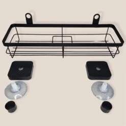 Merkloos Zelfklevend Zwart Doucherek - Ophangbaar Badrek Met Zuignap - Hangend Badkamer Rekje - Douchemandje Voor Muur/Wand Bevestiging -Badkamerartikelen Winkel 1200x1198 26