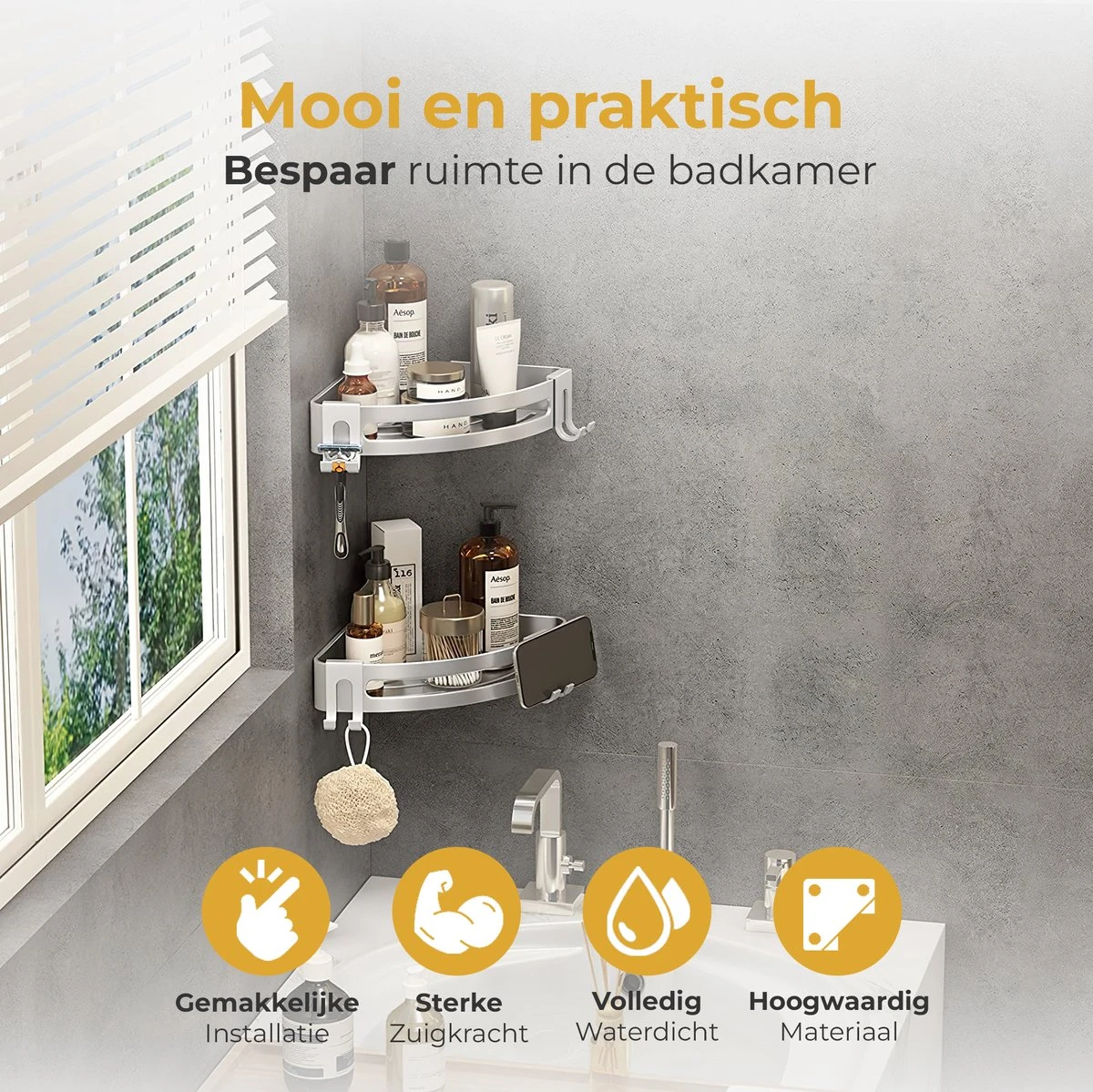 Merkloos Doucherek Zonder Boren – Doucherek Hangend – Badkamerrek – Zilver RVS – IP68 Waterdicht – 8KG Draagkracht 4 Merkloos Doucherek Zonder Boren – Doucherek Hangend – Badkamerrek – Zilver RVS – IP68 Waterdicht – 8KG Draagkracht - Afbeelding 2