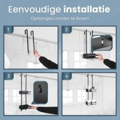 Merkloos Doucherek Zonder Boren Zwart - 30 Dagen Uitproberen -Doucherek Hangend - Badkamer Accessoires - RVS - 2 Laags -Badkamerartikelen Winkel 1200x1199 20