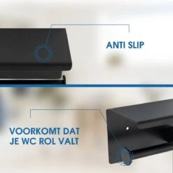 Toiletrolhouder Met Telefoonhouder - Zelfklevend / Boren / Zonder Boren - Incl. Handdoekhaakjes - WC Rolhouder - Zwart -Badkamerartikelen Winkel 1200x1199