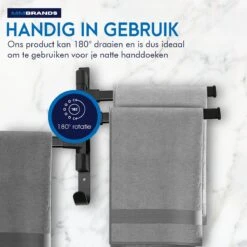 MM Brands Handdoekrek - Handdoekhouder - Badkamer Accessoires - Zelfklevend Handdoekenrek - 3-delig - Zwart - 24 X 6 X 1 CM -Badkamerartikelen Winkel 1200x1200 1044