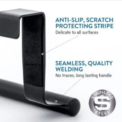 Tatkraft HORIZON - RVS Kastdeur Handdoekrek - Keukenkast Deur Handdoek/Vaatdoek Houder Rek Stang Hanger - Towel Rack Kast Deurhanger Deurhaak Keuken - Handdoekstang - Mat Zwart - 23CM -Badkamerartikelen Winkel 1200x1200 1063