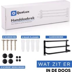 Qualux® Handdoekrek Inclusief Handdoek - 3 Stangen - Badkamer - Handdoekrek Zwart - Handdoekstang - Handdoekhouder - Handdoekenrek -Badkamerartikelen Winkel 1200x1200 1067