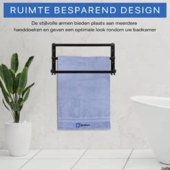 Qualux® Handdoekrek Inclusief Handdoek - 3 Stangen - Badkamer - Handdoekrek Zwart - Handdoekstang - Handdoekhouder - Handdoekenrek -Badkamerartikelen Winkel 1200x1200 1068