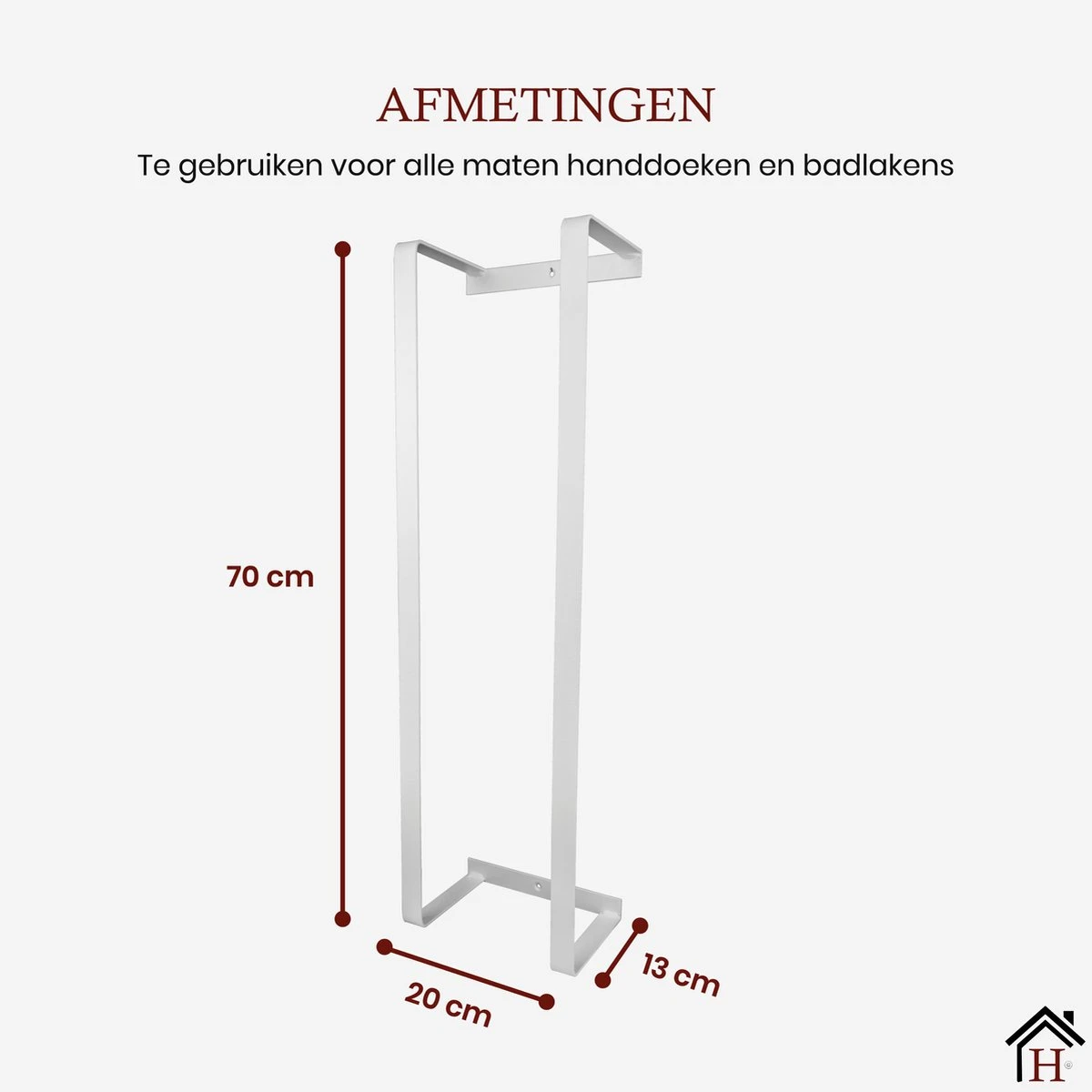 Homestic© Handdoekrek Zonder Boren - Antioch Stalen Handdoekhouder Voor In De Badkamer/Keuken/Camper/Tuin - 70x20x13 - Wit 3 Homestic© Handdoekrek Zonder Boren - Antioch Stalen Handdoekhouder Voor In De Badkamer/Keuken/Camper/Tuin - 70x20x13 - Wit - Afbeelding 2