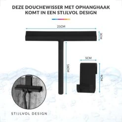 Douchewisser Met Ophanghaak – Trekker Douche – Douchetrekker Voor Badkamer – Raamwisser Douche – Zwart -Badkamerartikelen Winkel 1200x1200 1106